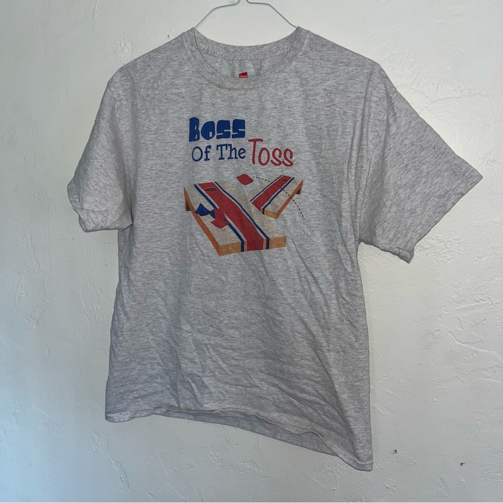 Vintage Cornhole Shirt Boss of the Toss Preshrunk Cotton Unisex Large Graphic L